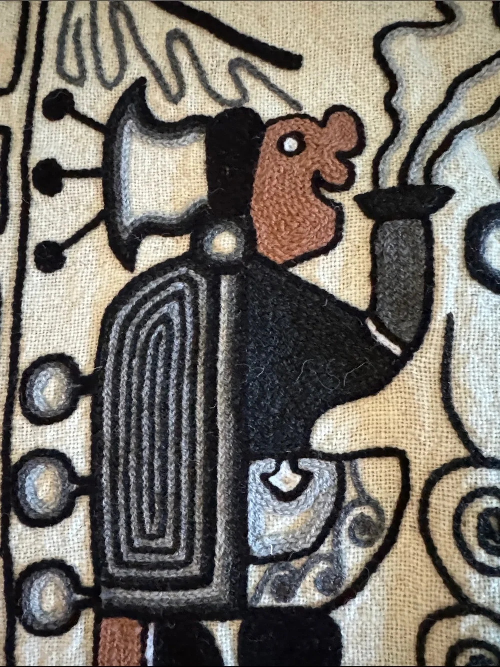 Embroidered Aztec Mayan Inca Hand Woven Tapestry